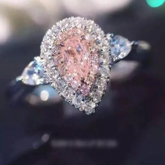 Heart Zircon Gemstone Engagement Ring For Women Jewelry