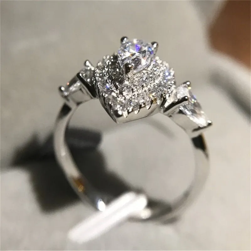 Heart Zircon Gemstone Engagement Ring For Women Jewelry