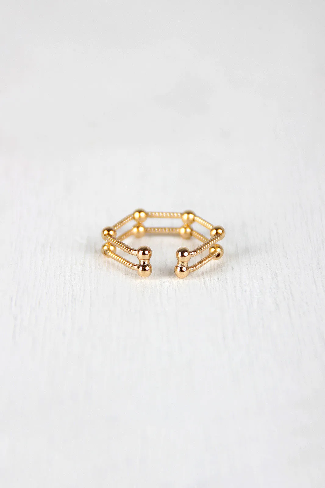 Hexagon Cage Double Wire Ring