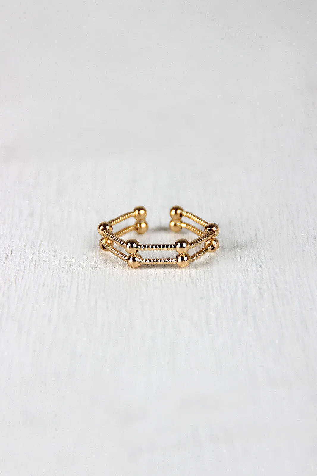 Hexagon Cage Double Wire Ring