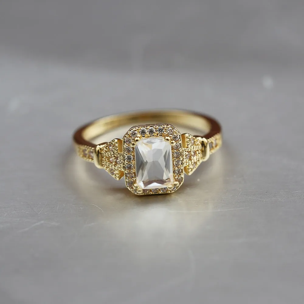 Huitan Luxury Tiny Shiny CZ Stone Engagement Rings / Romantic Golden Color Valentine, Engagement  Gift