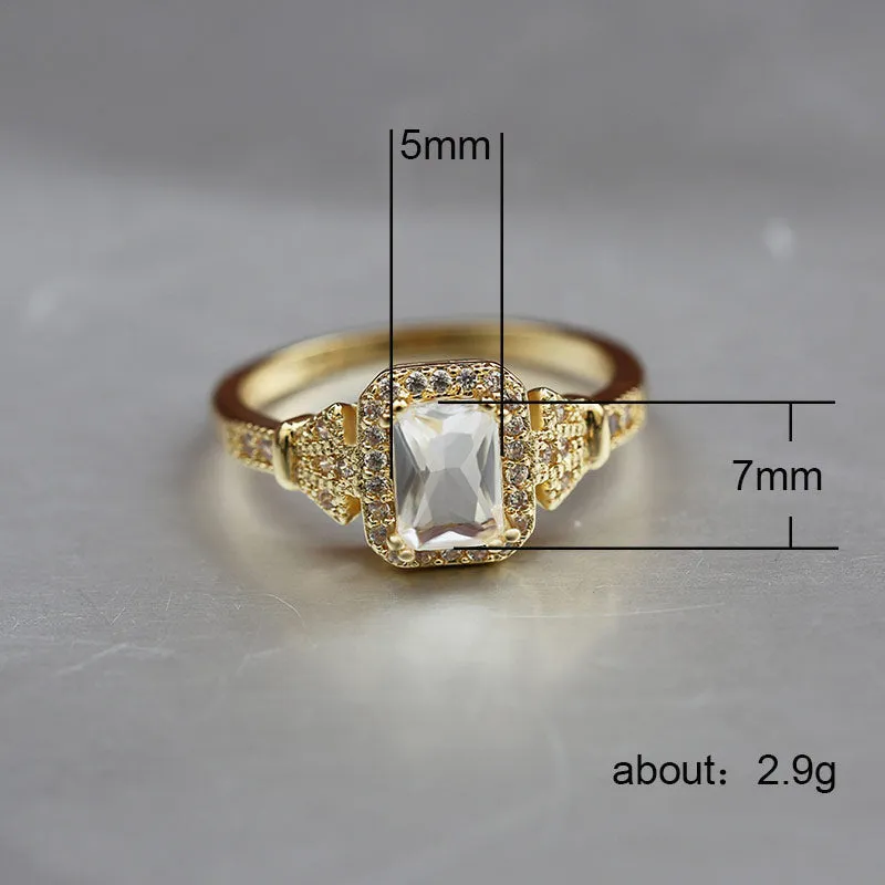Huitan Luxury Tiny Shiny CZ Stone Engagement Rings / Romantic Golden Color Valentine, Engagement  Gift