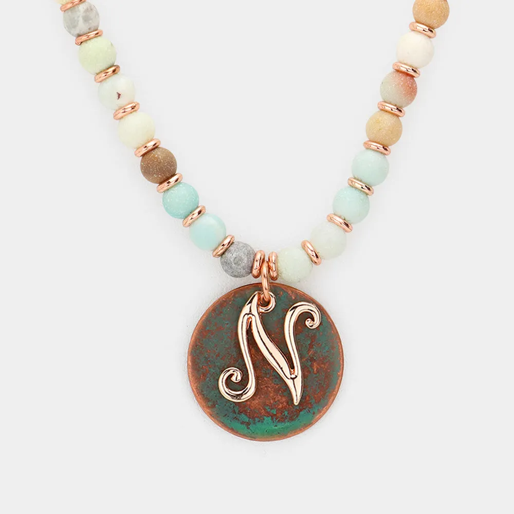 iLLASPARKZ -N- Monogram Pendant Natural Stone Long Necklace