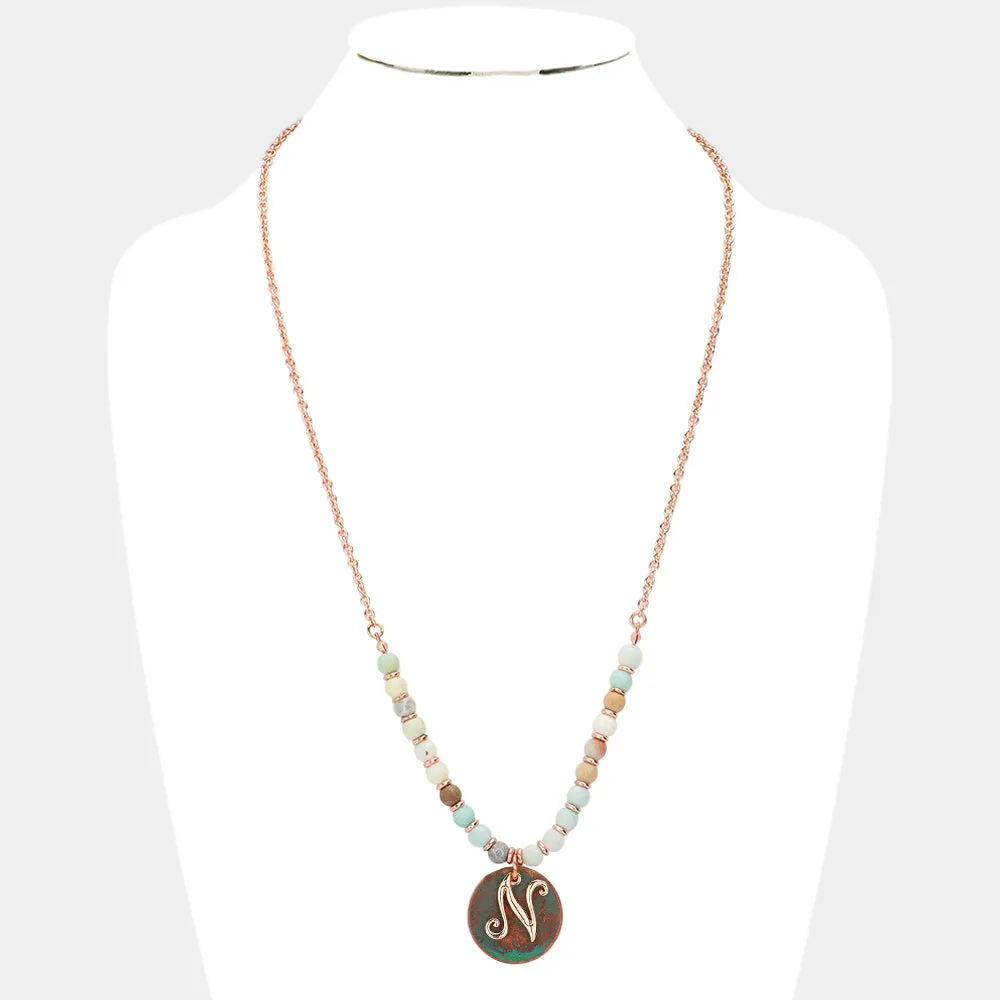 iLLASPARKZ -N- Monogram Pendant Natural Stone Long Necklace