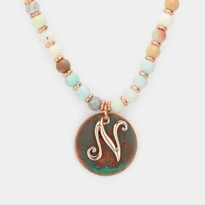 iLLASPARKZ -N- Monogram Pendant Natural Stone Long Necklace