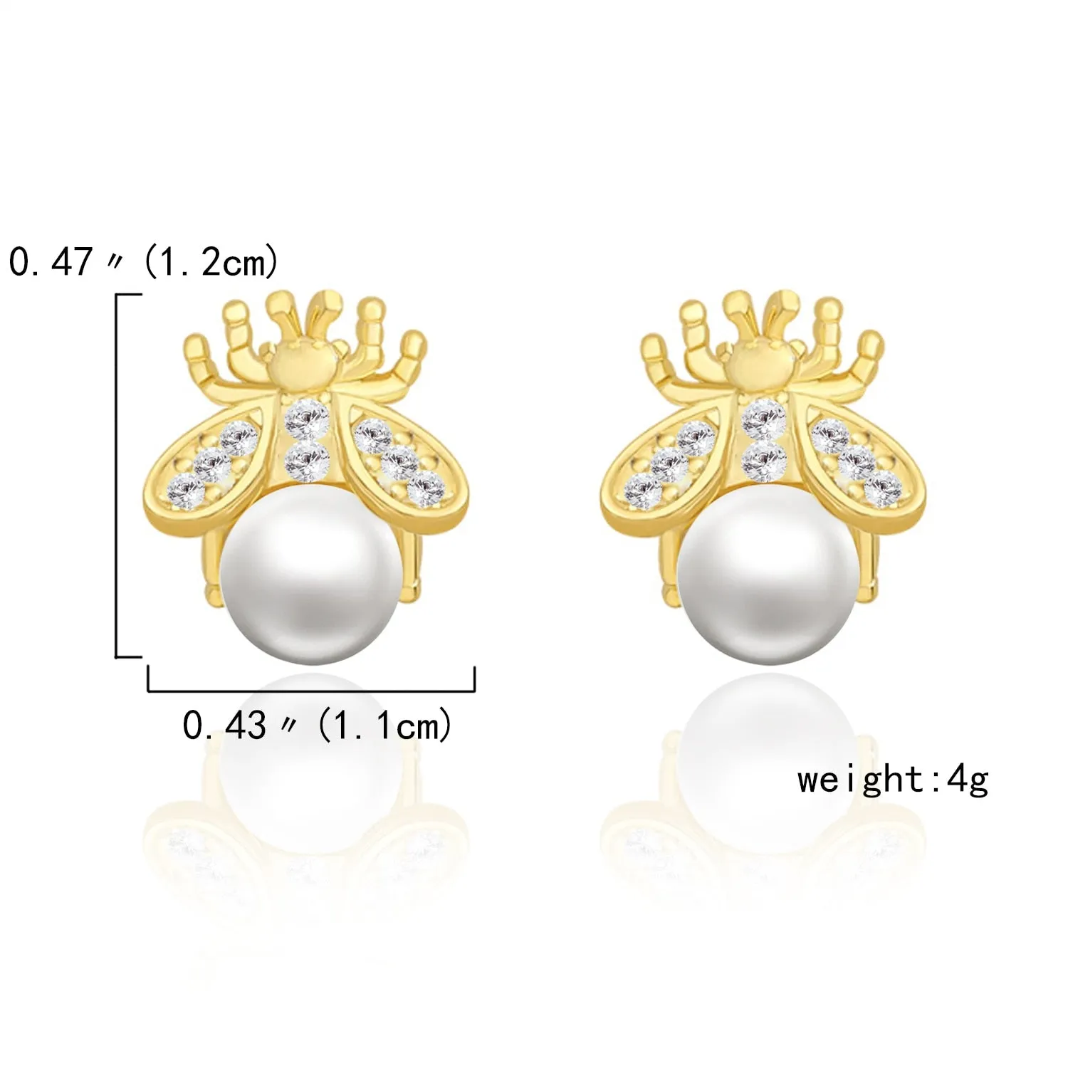 Korean New Exquisite Honey Bee Pearl Earrings Fashion Temperament Versatile Small Earrings Elegant Ladies Jewelry 2021 New
