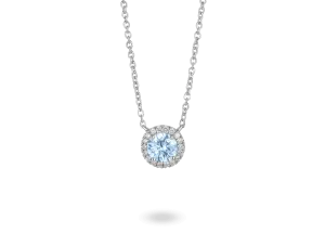 Lab-Grown Diamond 1ct. tw. Halo 14k Gold Pendant | Blue