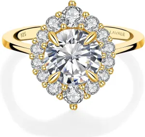 LAVALE Moissanite Rings for Women, 1.2/2 CT D Color VVS1 Lab Created Diamond Engagement Rings 18K White Yellow Gold Vermeil Knife Edge 925 Sterling Silver Promise Rings for Her Wedding Gifts