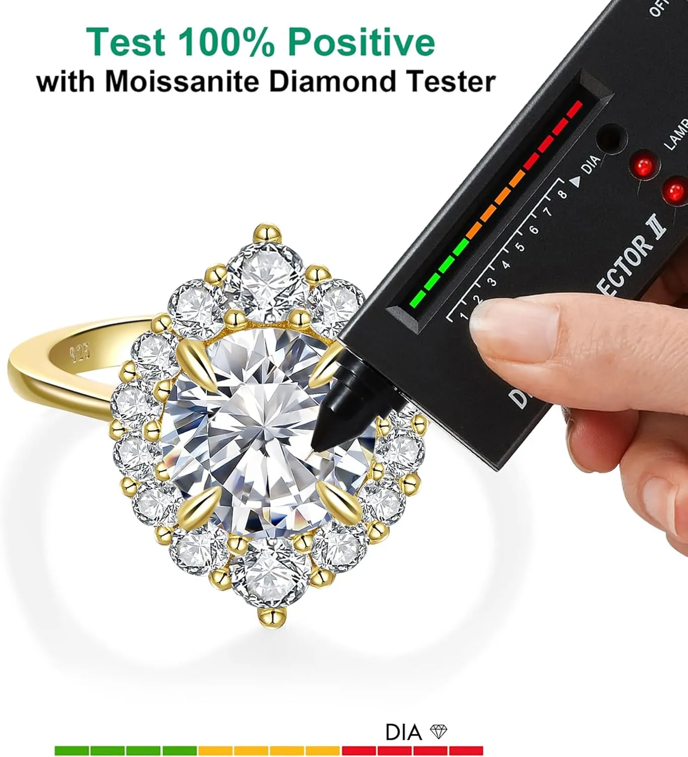 LAVALE Moissanite Rings for Women, 1.2/2 CT D Color VVS1 Lab Created Diamond Engagement Rings 18K White Yellow Gold Vermeil Knife Edge 925 Sterling Silver Promise Rings for Her Wedding Gifts