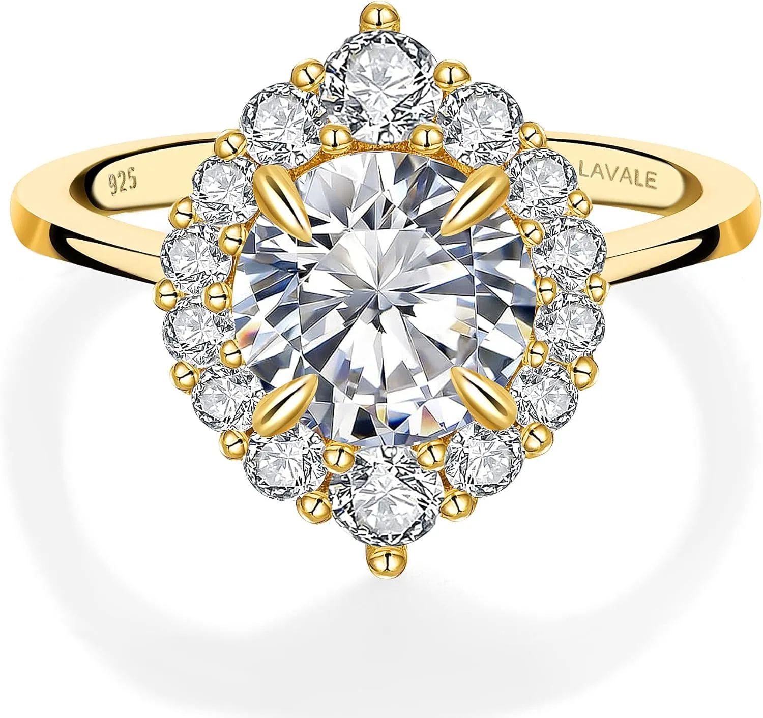 LAVALE Moissanite Rings for Women, 1.2/2 CT D Color VVS1 Lab Created Diamond Engagement Rings 18K White Yellow Gold Vermeil Knife Edge 925 Sterling Silver Promise Rings for Her Wedding Gifts