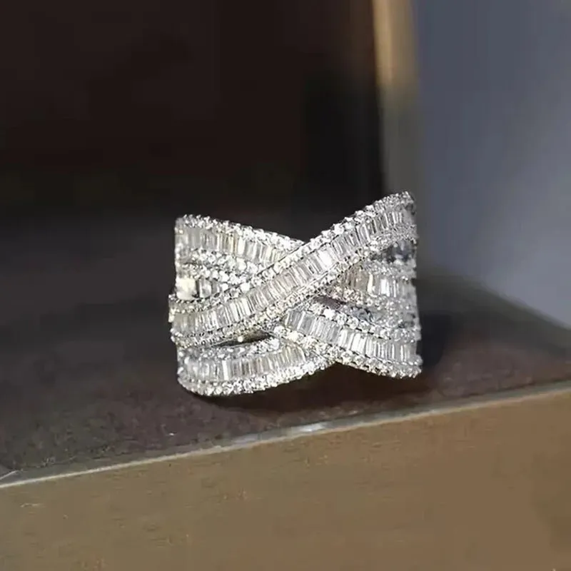Luxury Cross Finger Rings for Women Silver for Wedding Jewelry