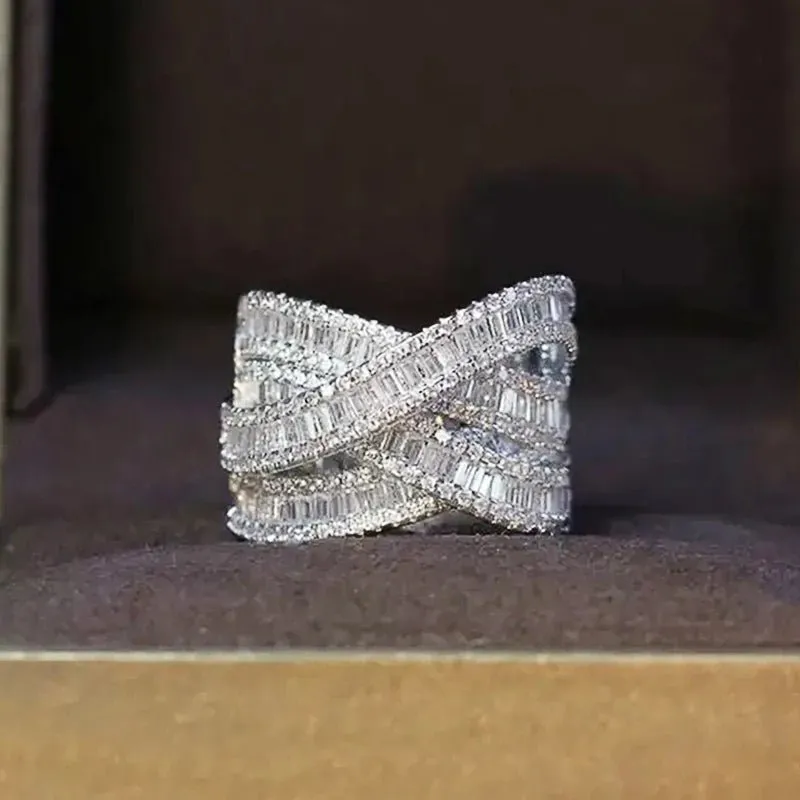 Luxury Cross Finger Rings for Women Silver for Wedding Jewelry