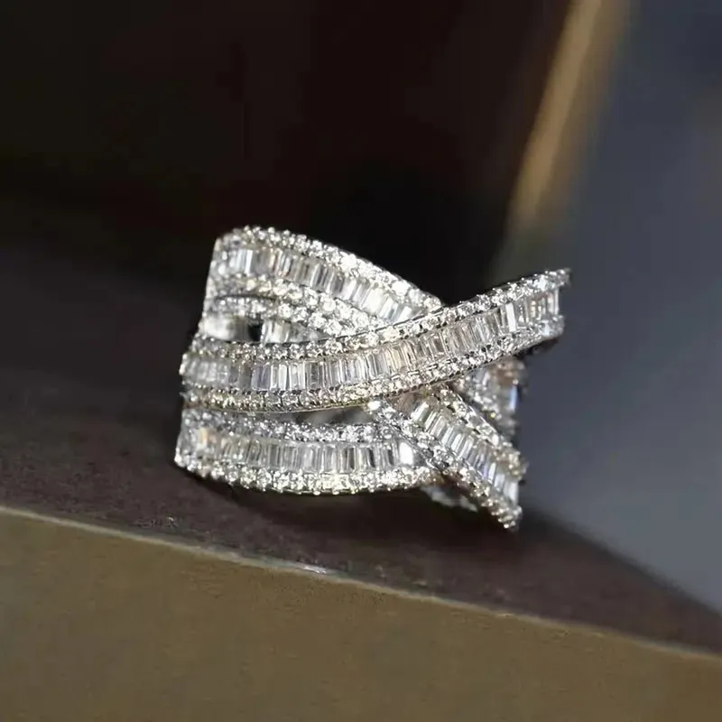 Luxury Cross Finger Rings for Women Silver for Wedding Jewelry