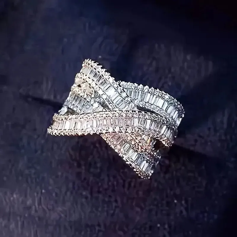 Luxury Cross Finger Rings for Women Silver for Wedding Jewelry