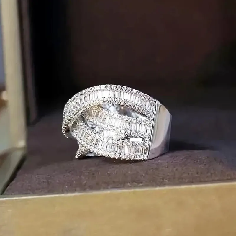 Luxury Cross Finger Rings for Women Silver for Wedding Jewelry