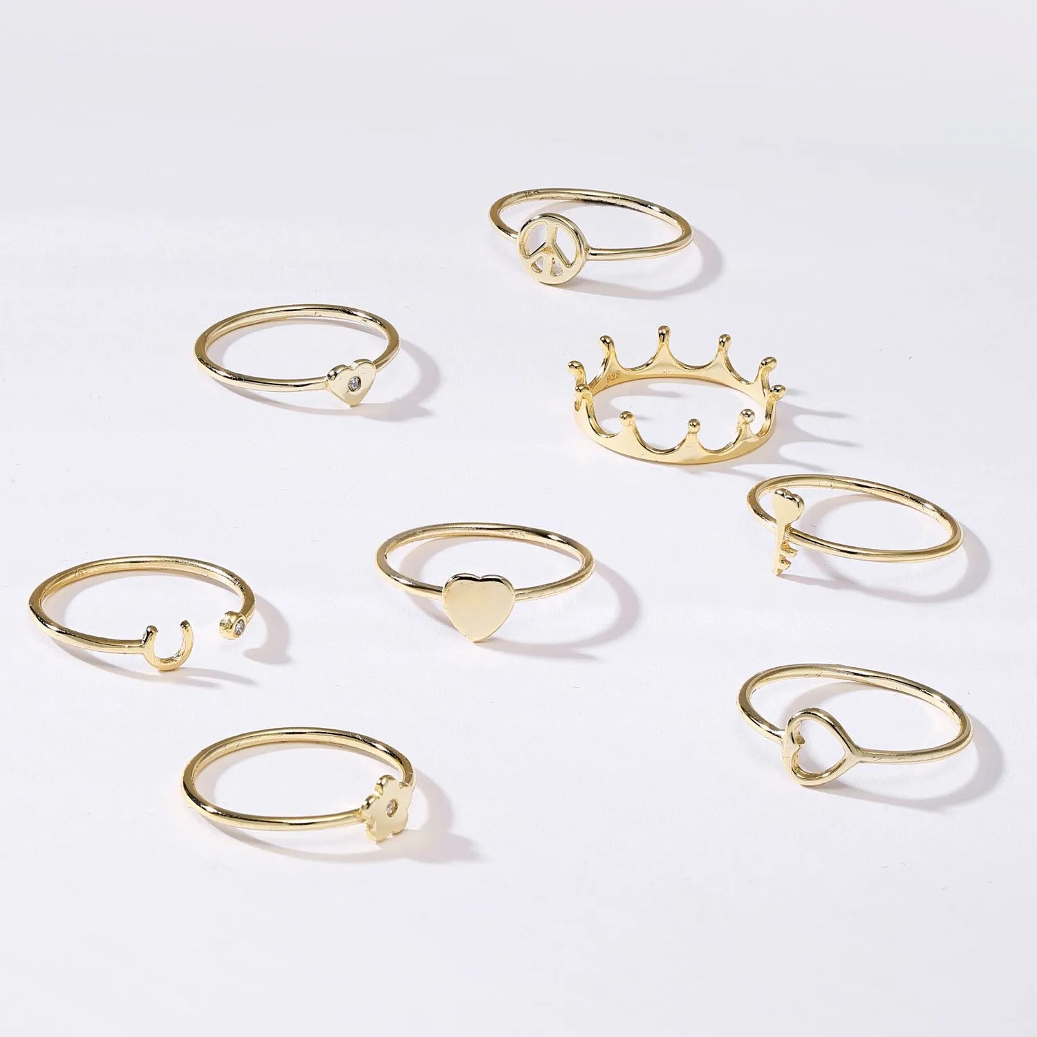 Minimalist CZ 14K Gold Plated Cocktail Statement Ring with Celestial Star Design