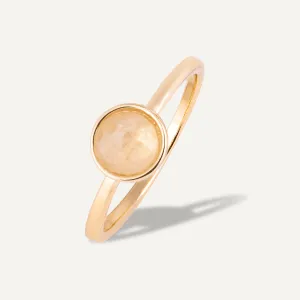 Moonstone Gem Stone Ring Size 17 In Gold-Tone