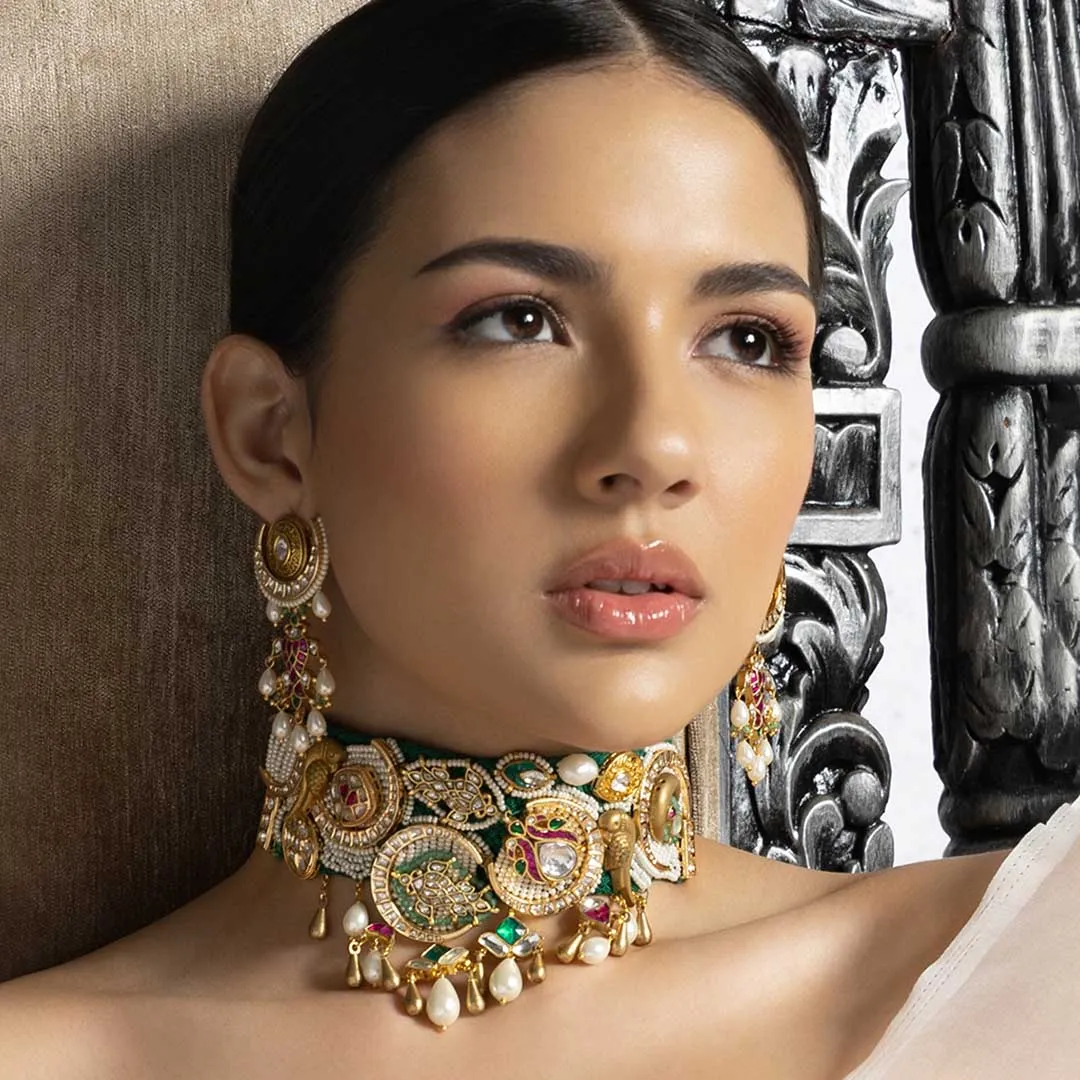 Multi Colour Timeless Choker With Pearls - RJJBR23NKSAU5