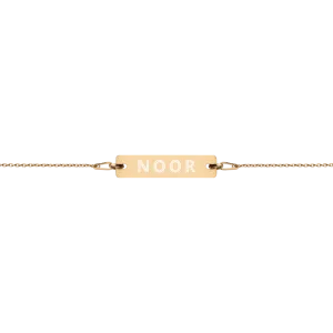 Noor Engraved Silver Bar Chain Bracelet