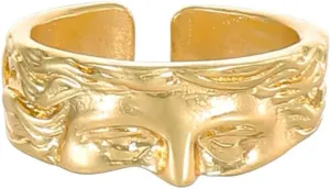 OIDIMS Vintage Gold Venus Half Face Ring For Women Men Hip Hop Punk Adjustable Personalized Open Wrap Knuckle Finger Band Stackable Rings Thumb Fashion Exaggerated Jewelry Holiday Gift
