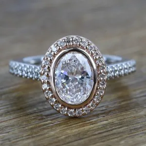 Oval White Sapphire Ring for Women Wedding Jewelry Gift