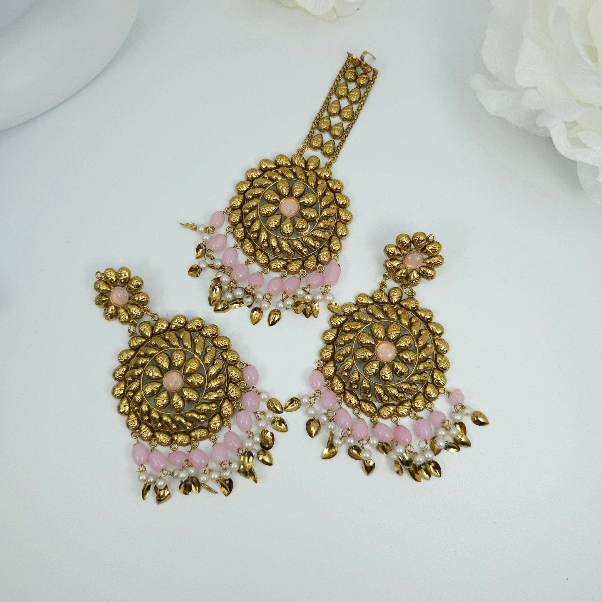 Over Size Beaded Chandbali Tikka Set