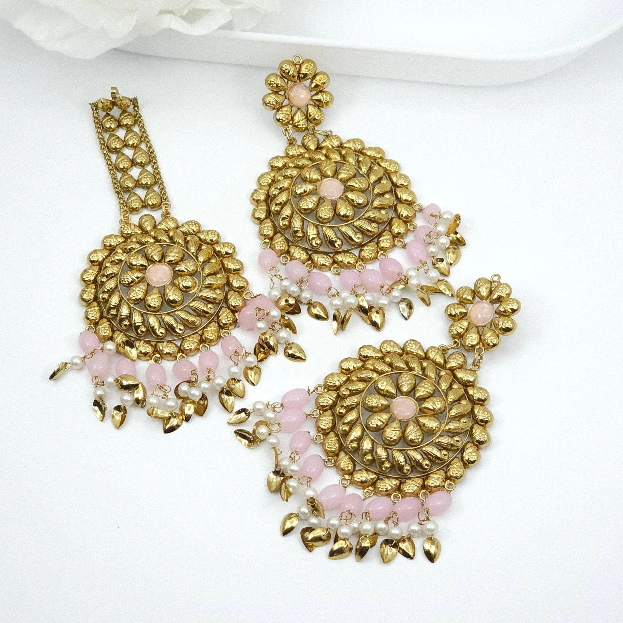 Over Size Beaded Chandbali Tikka Set