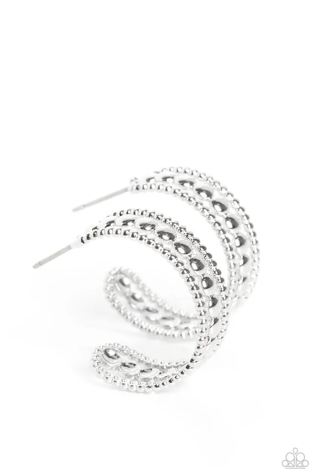 Paparazzi Earring ~ Dotted Darling - Silver