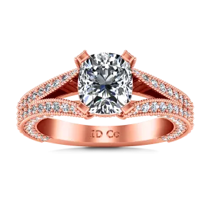 Pave Cushion Cut Engagement Ring Zahra 14K Rose Gold