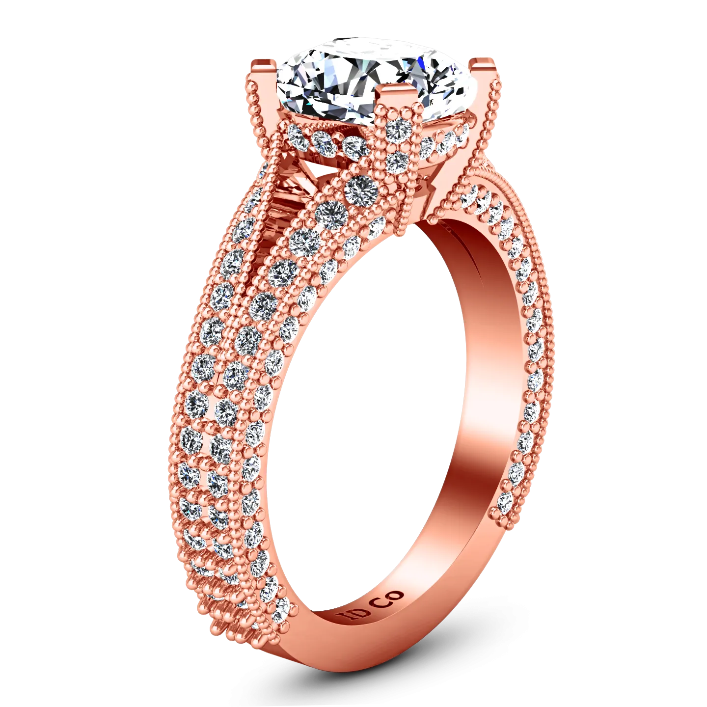 Pave Cushion Cut Engagement Ring Zahra 14K Rose Gold