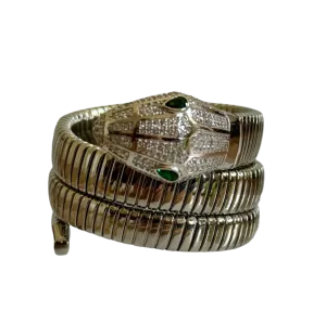 Petite Sterling Silver Crystal Triple Wrap Snake Bracelet