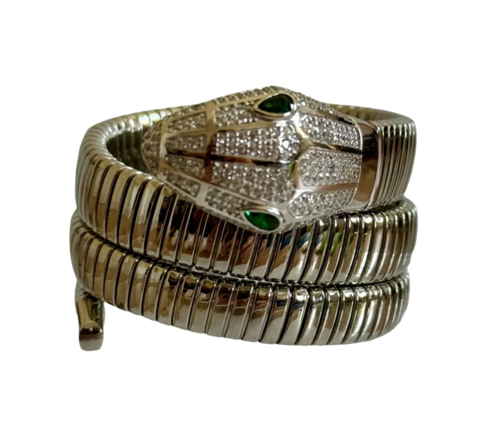 Petite Sterling Silver Crystal Triple Wrap Snake Bracelet