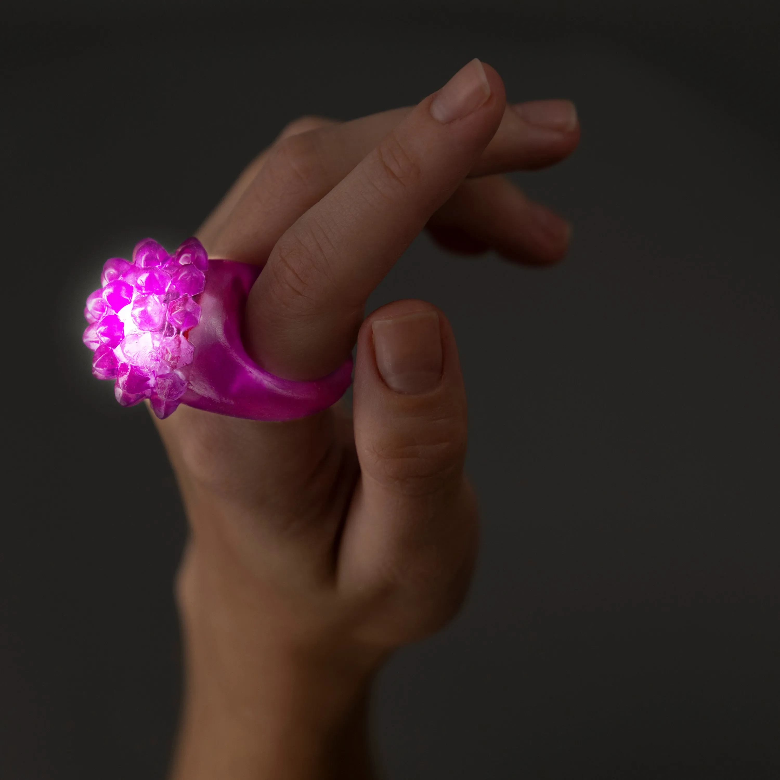 Purple LED Light Up Flashing Jelly Bumpy Rings - Pack of 6