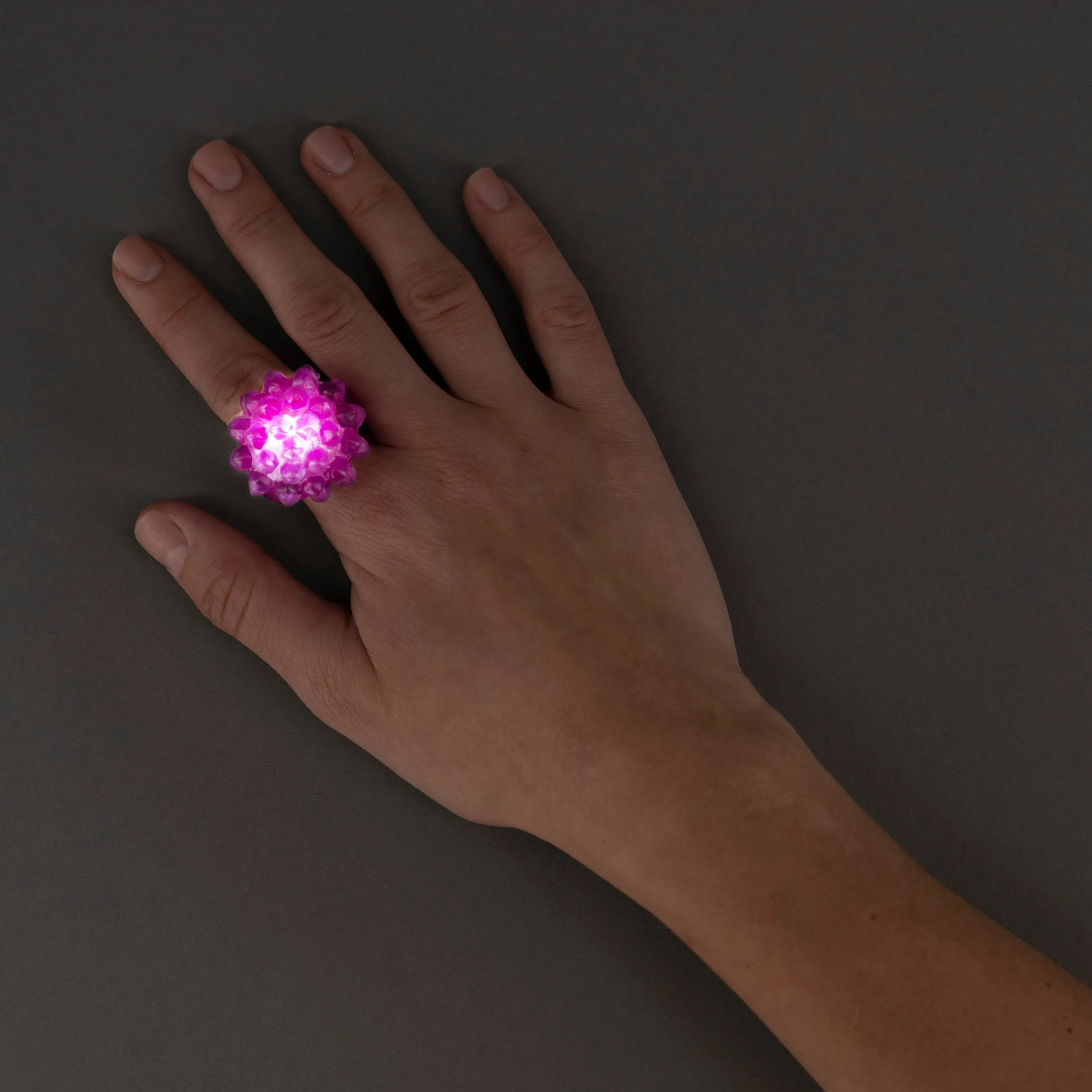 Purple LED Light Up Flashing Jelly Bumpy Rings - Pack of 6