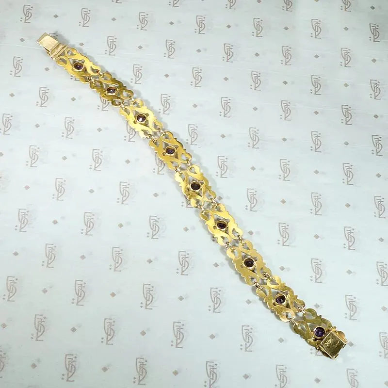 Romantic Amethyst & Gold Art Nouveau Bracelet