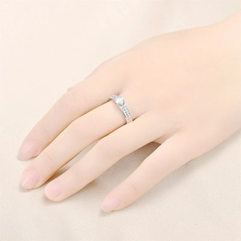 Romantic Shiny Round Titanium Steel Polishing Plating Inlay Zircon Rings