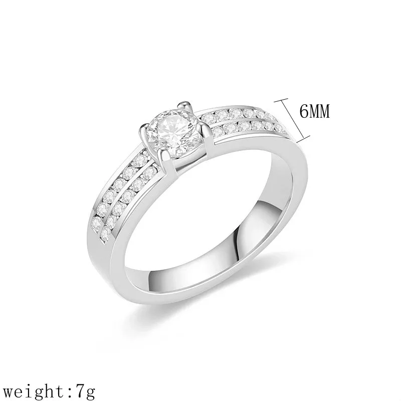 Romantic Shiny Round Titanium Steel Polishing Plating Inlay Zircon Rings