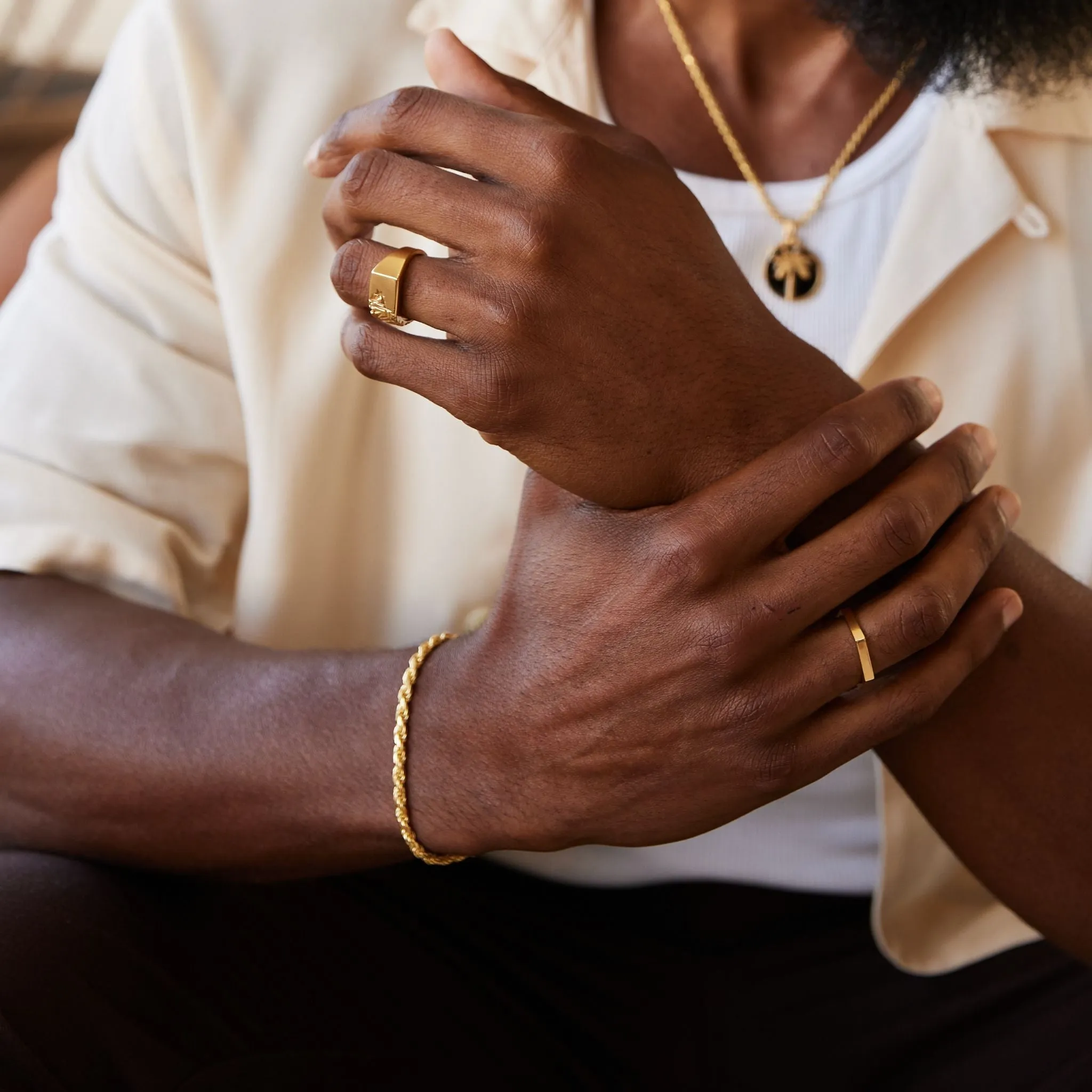 Rope Bracelet, Gold/Stainless Steel (3.5mm)