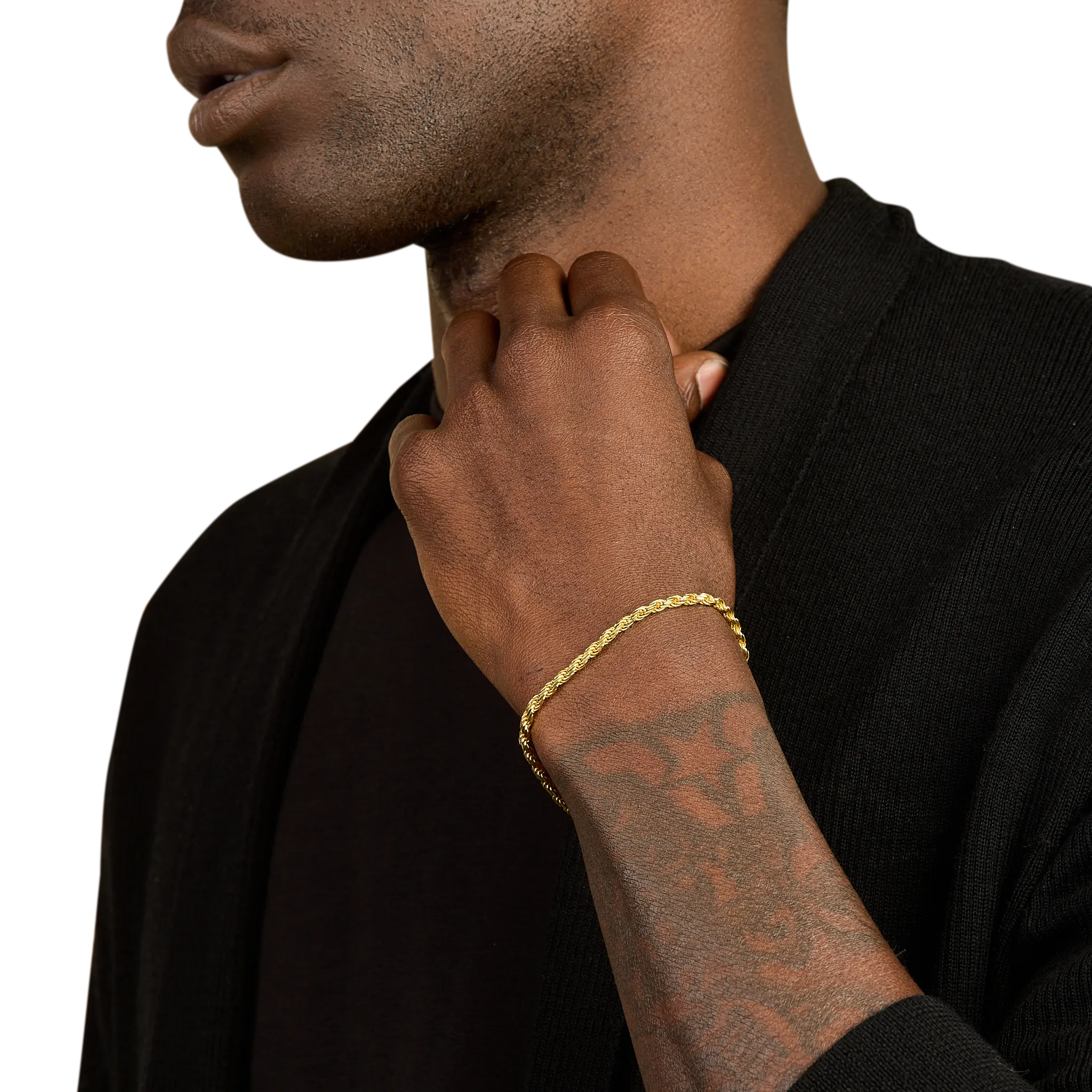 Rope Bracelet, Gold/Stainless Steel (3.5mm)