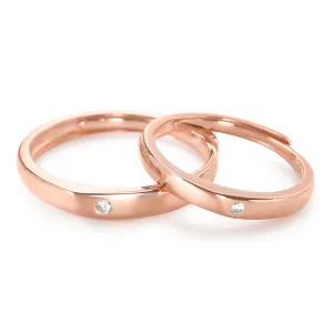 Rose Gold Colour with Zircon Silver Couple Ring