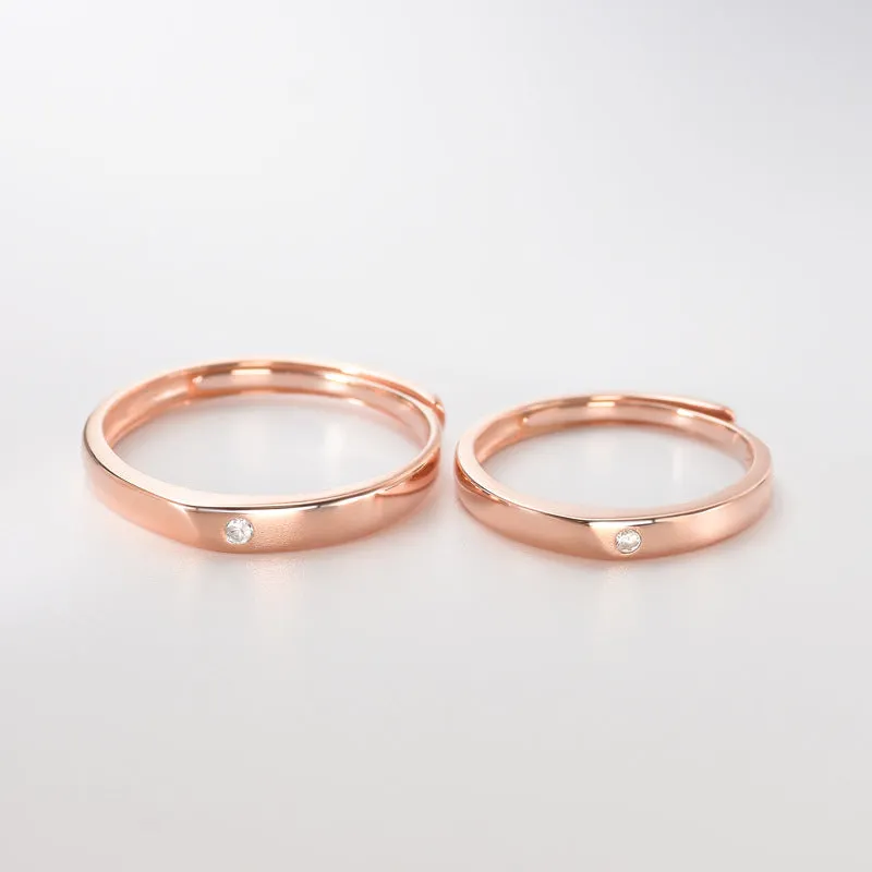 Rose Gold Colour with Zircon Silver Couple Ring