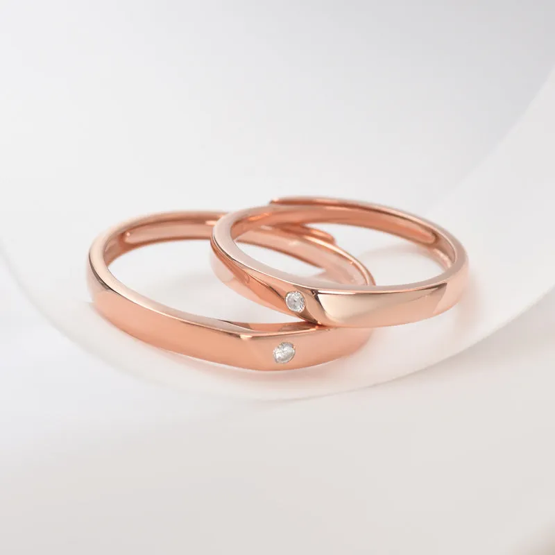 Rose Gold Colour with Zircon Silver Couple Ring
