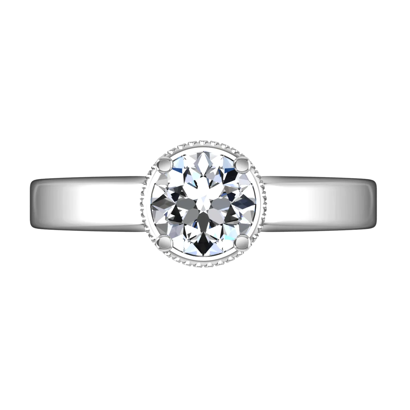 Round Diamond Solitaire Engagement Ring Carina  14K White Gold