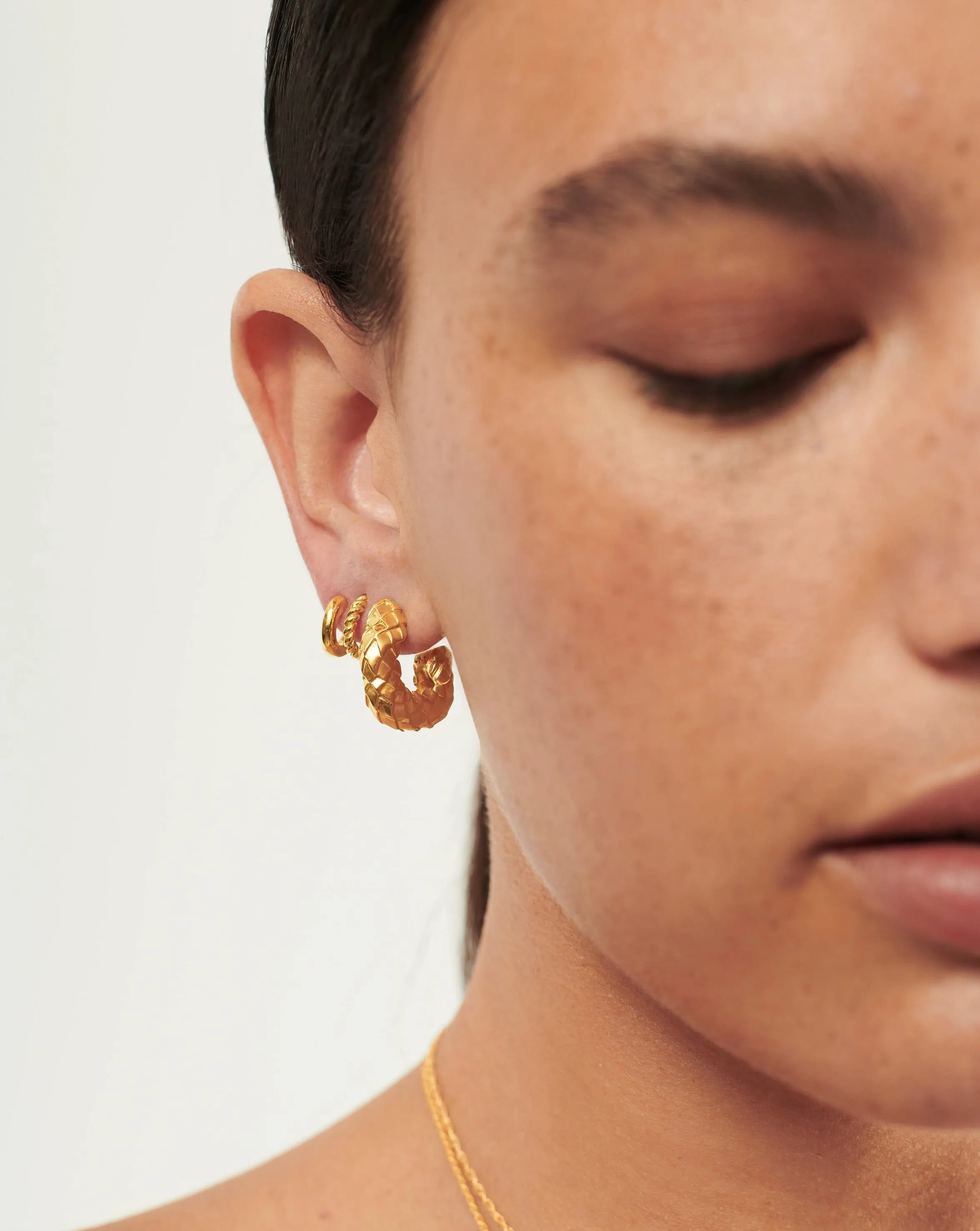 Serpent & Radial Hoop Earring Set | 18ct Gold Plated Vermeil