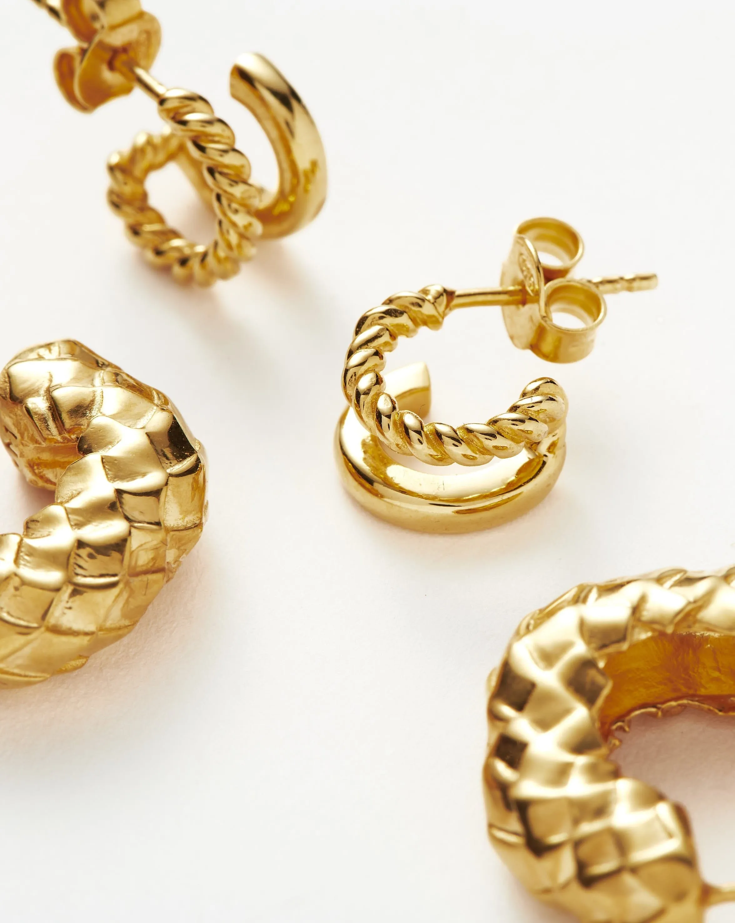Serpent & Radial Hoop Earring Set | 18ct Gold Plated Vermeil
