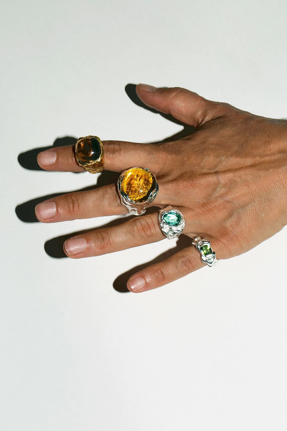 Silver with Green Ola Ring