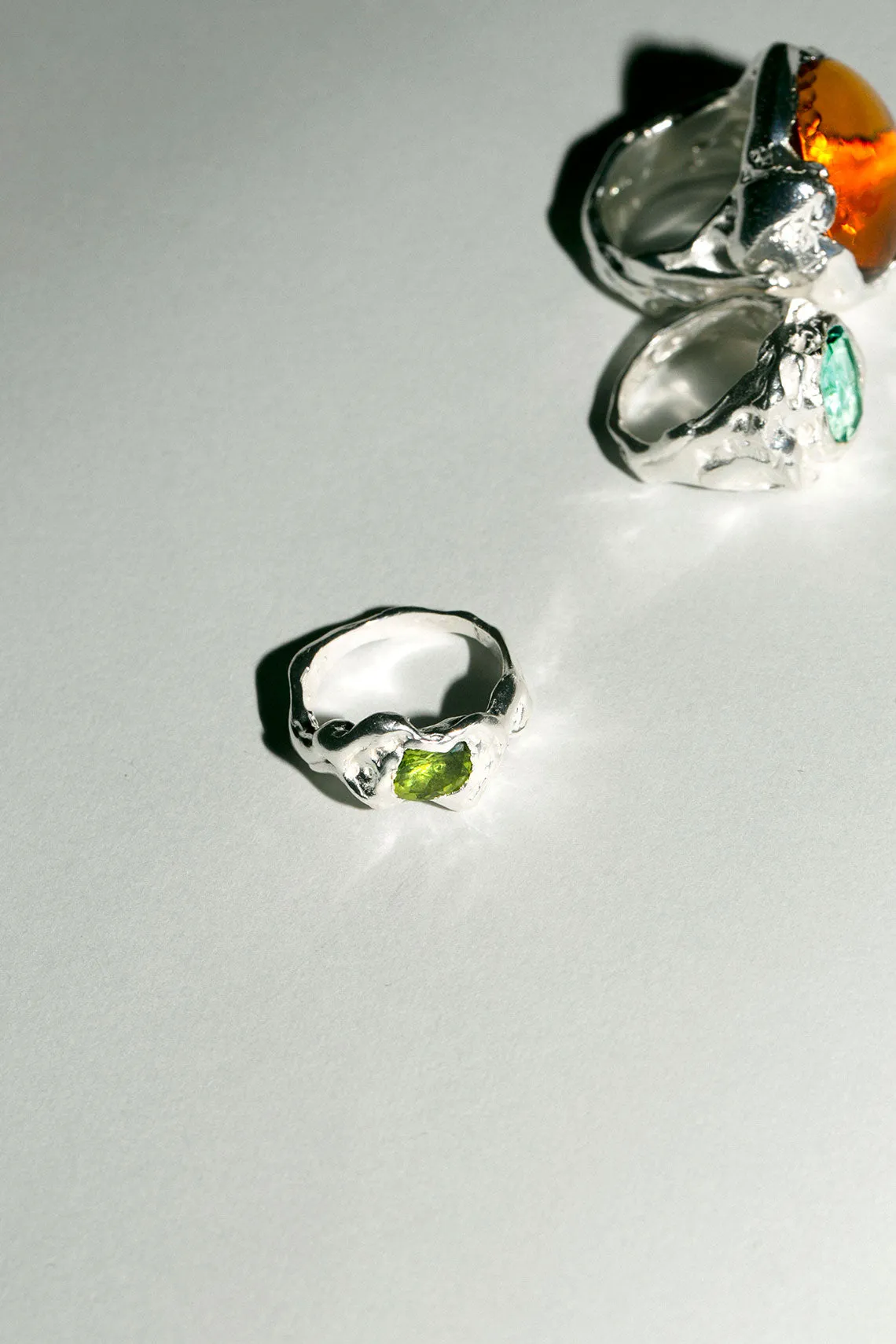Silver with Green Ola Ring