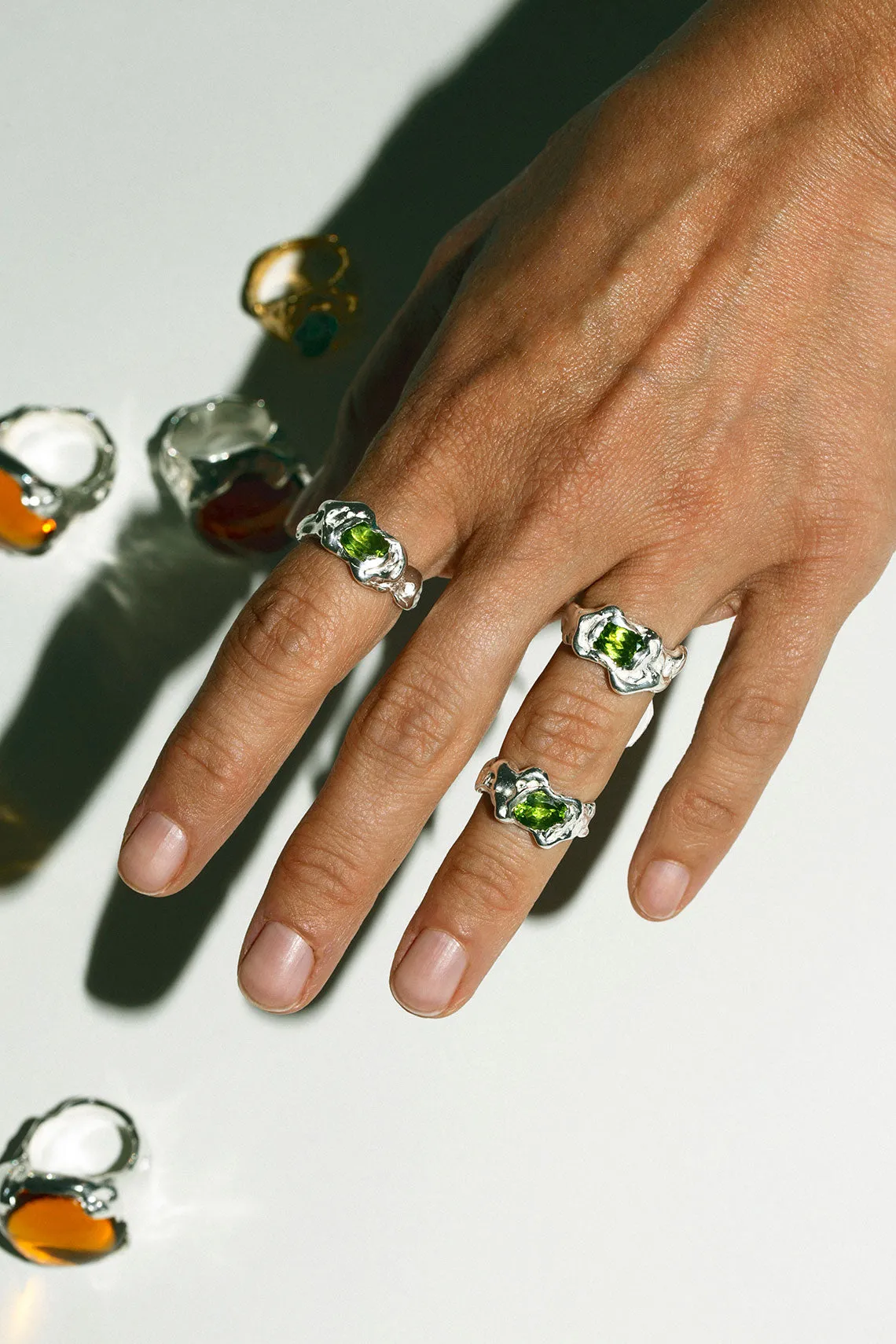 Silver with Green Ola Ring