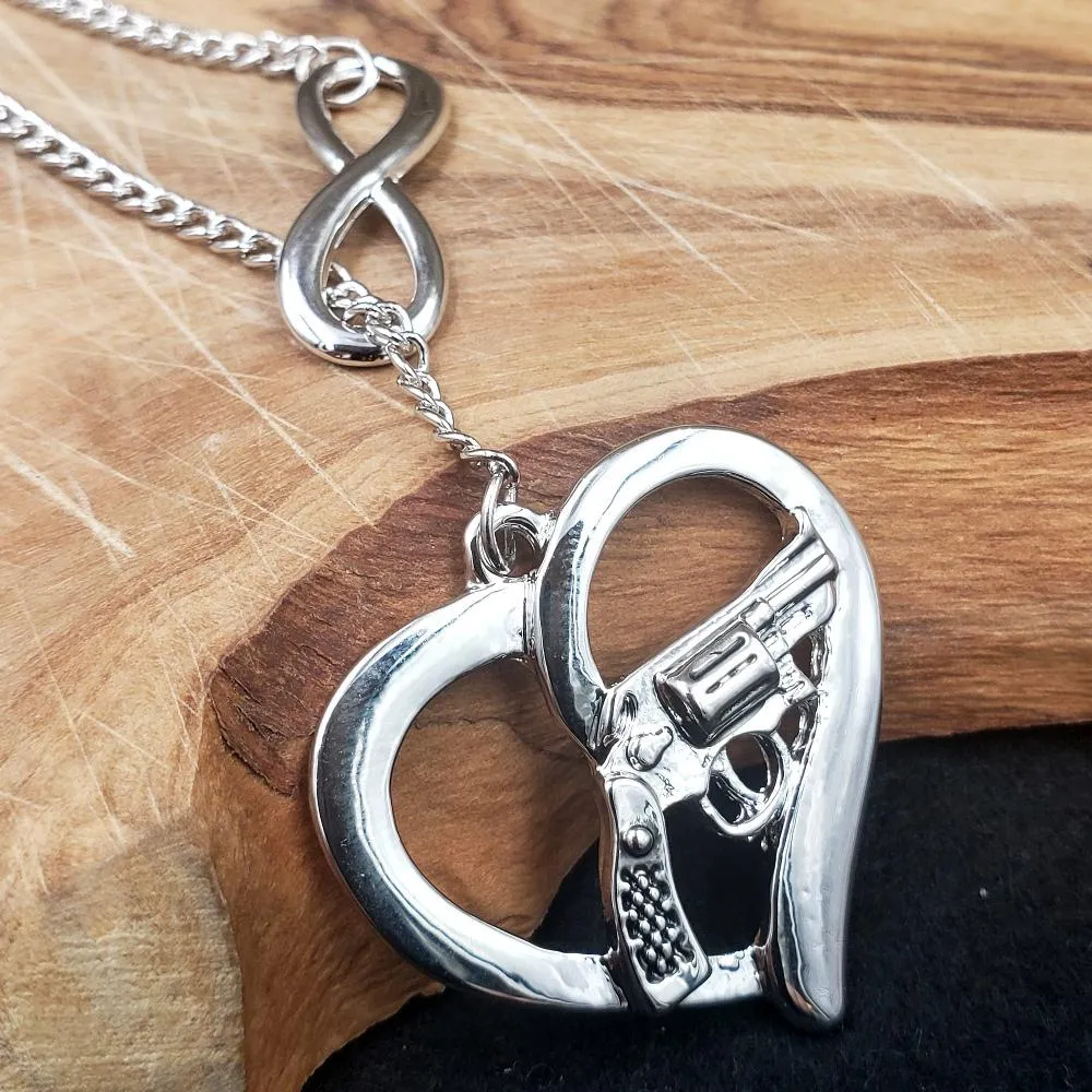 Silvertone Love Gun Necklace