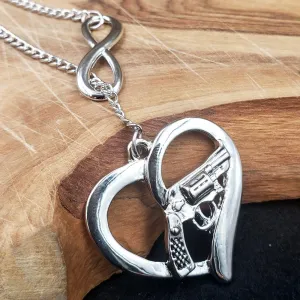 Silvertone Love Gun Necklace